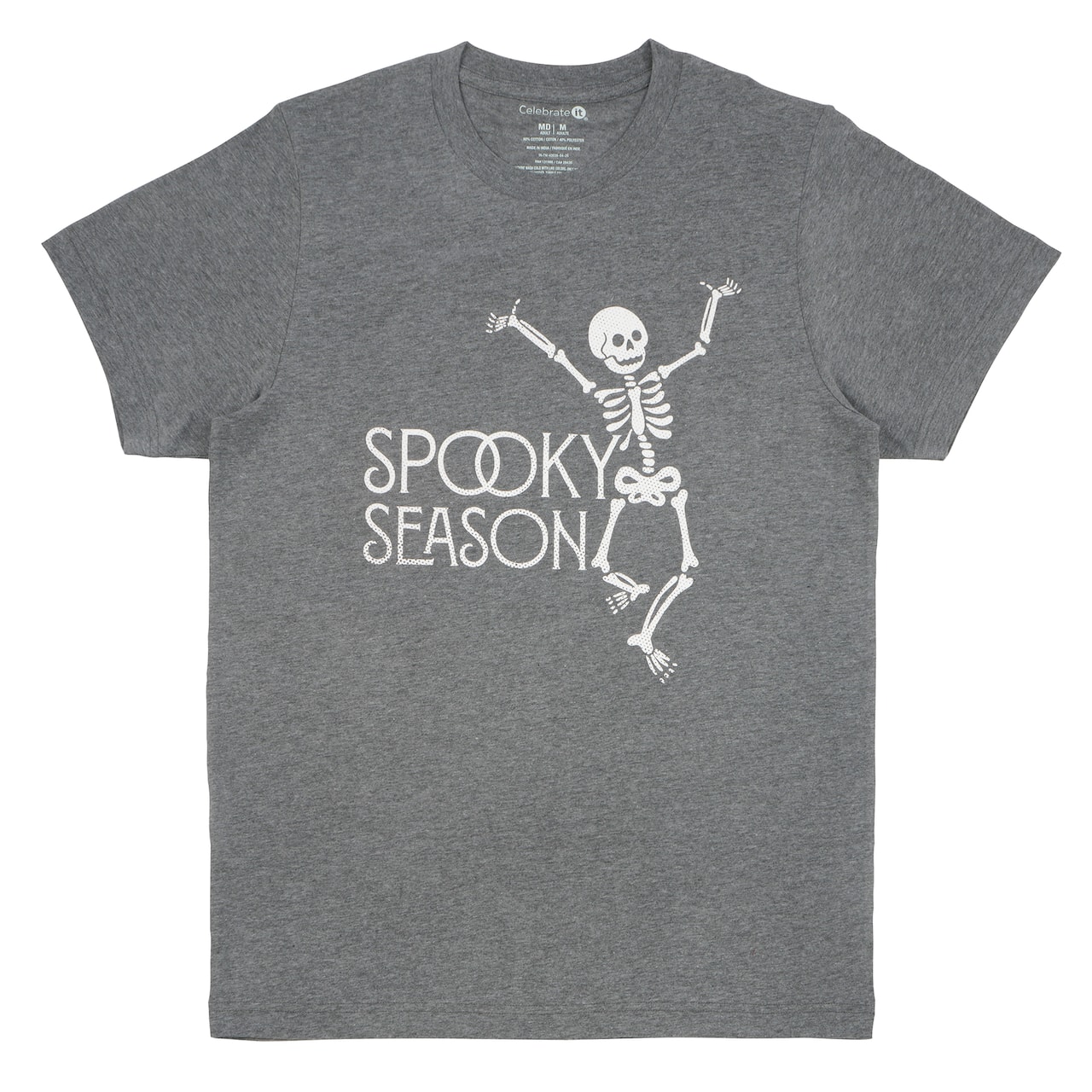 Gray Spooky Season Skeleton Adult Crew Neck T-Shirt by Celebrate It™